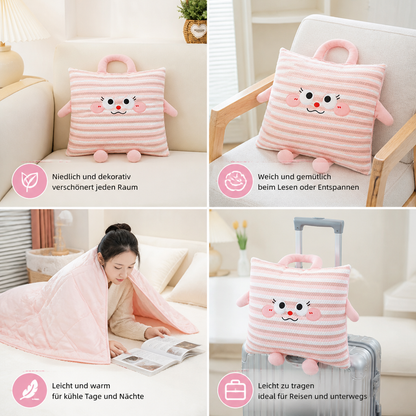 2-in-1 Kissen und Decke mit niedlichem Design