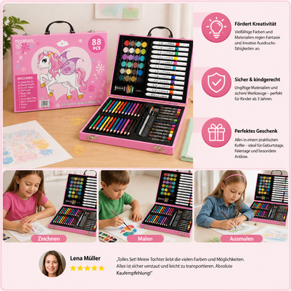 88 Stück Kreativer Malkoffer für kleine Künstler