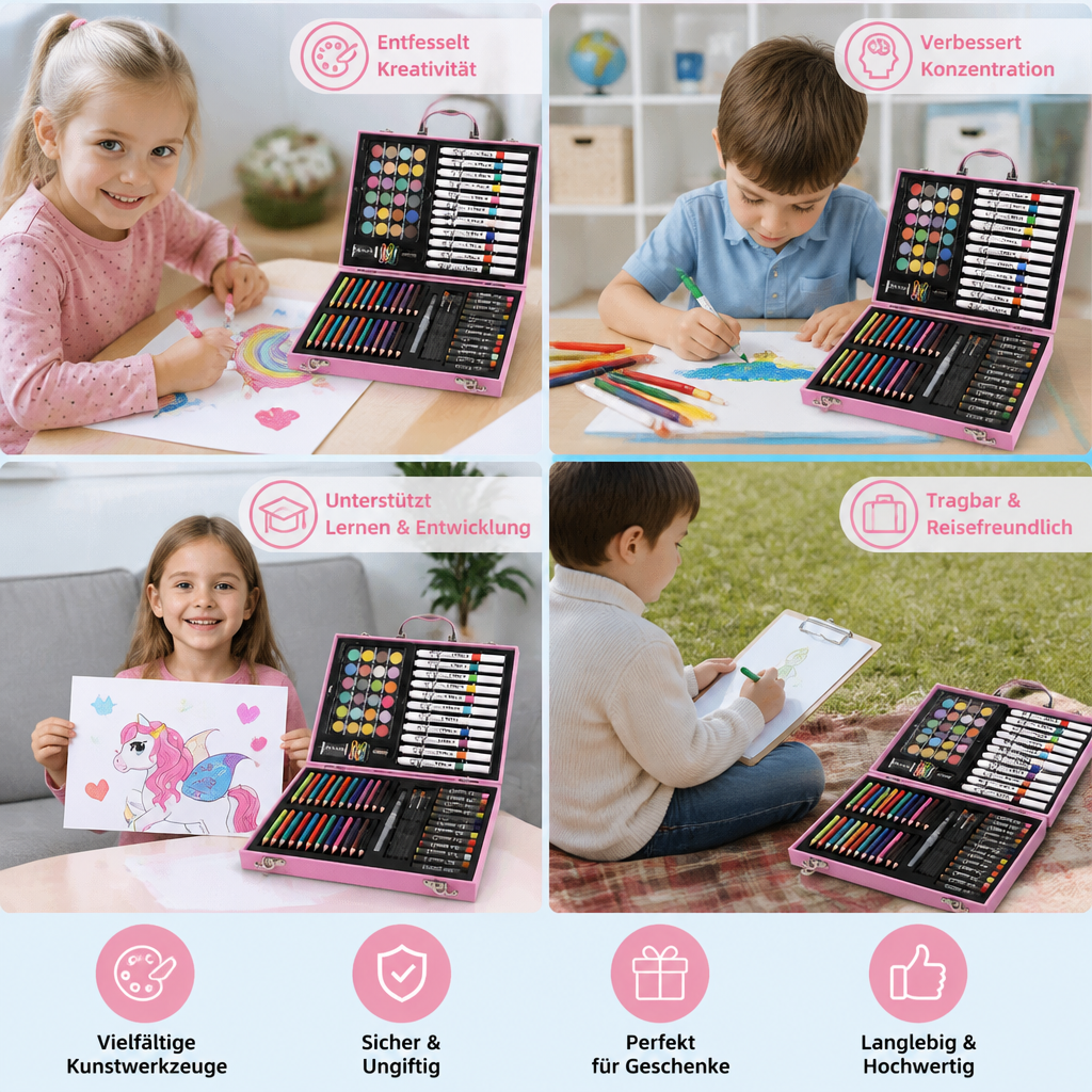 88 Stück Kreativer Malkoffer für kleine Künstler