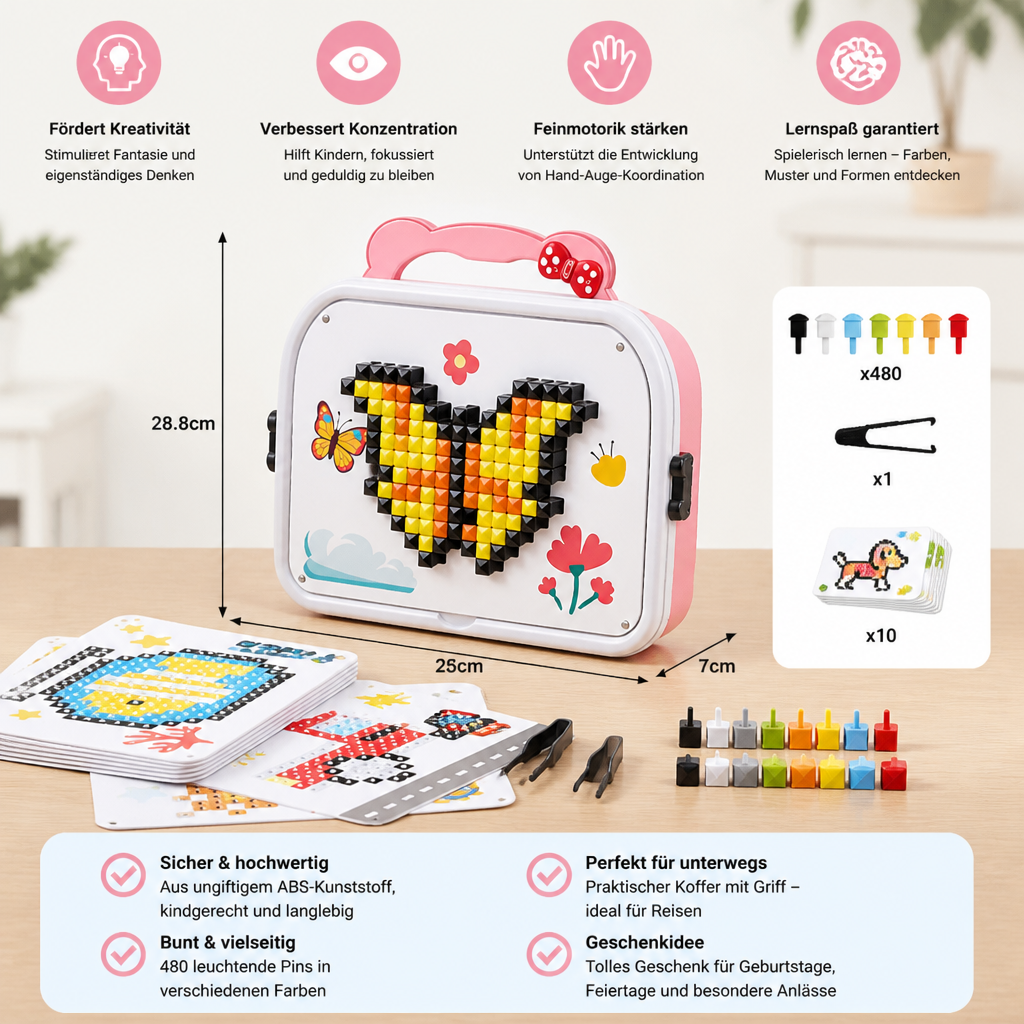 Montessori-Mosaik-Puzzle-Set für Kinder mit Pilzen und Steckstiften