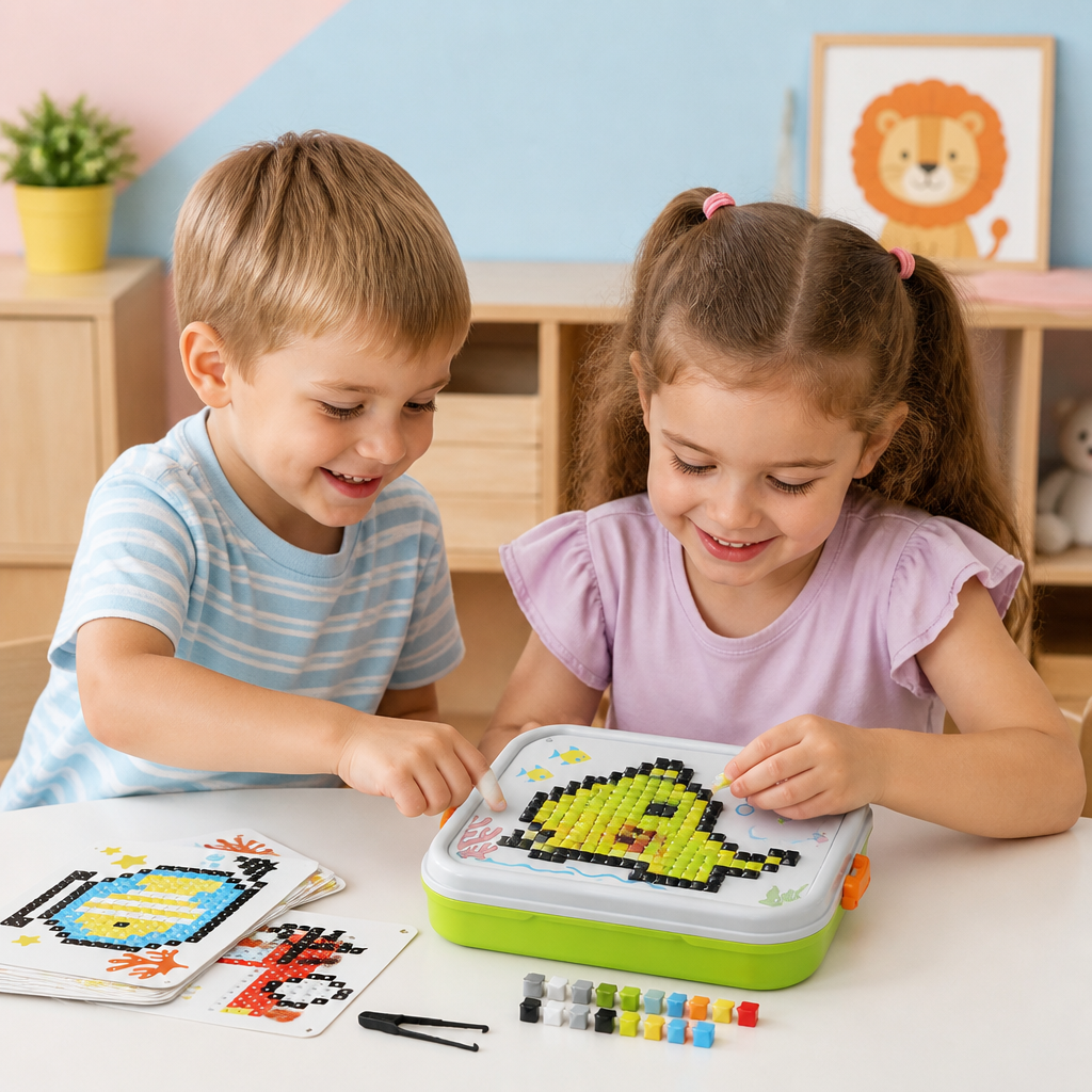 Montessori-Mosaik-Puzzle-Set für Kinder mit Pilzen und Steckstiften