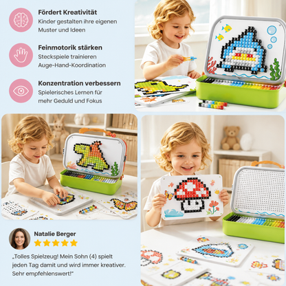 Montessori-Mosaik-Puzzle-Set für Kinder mit Pilzen und Steckstiften