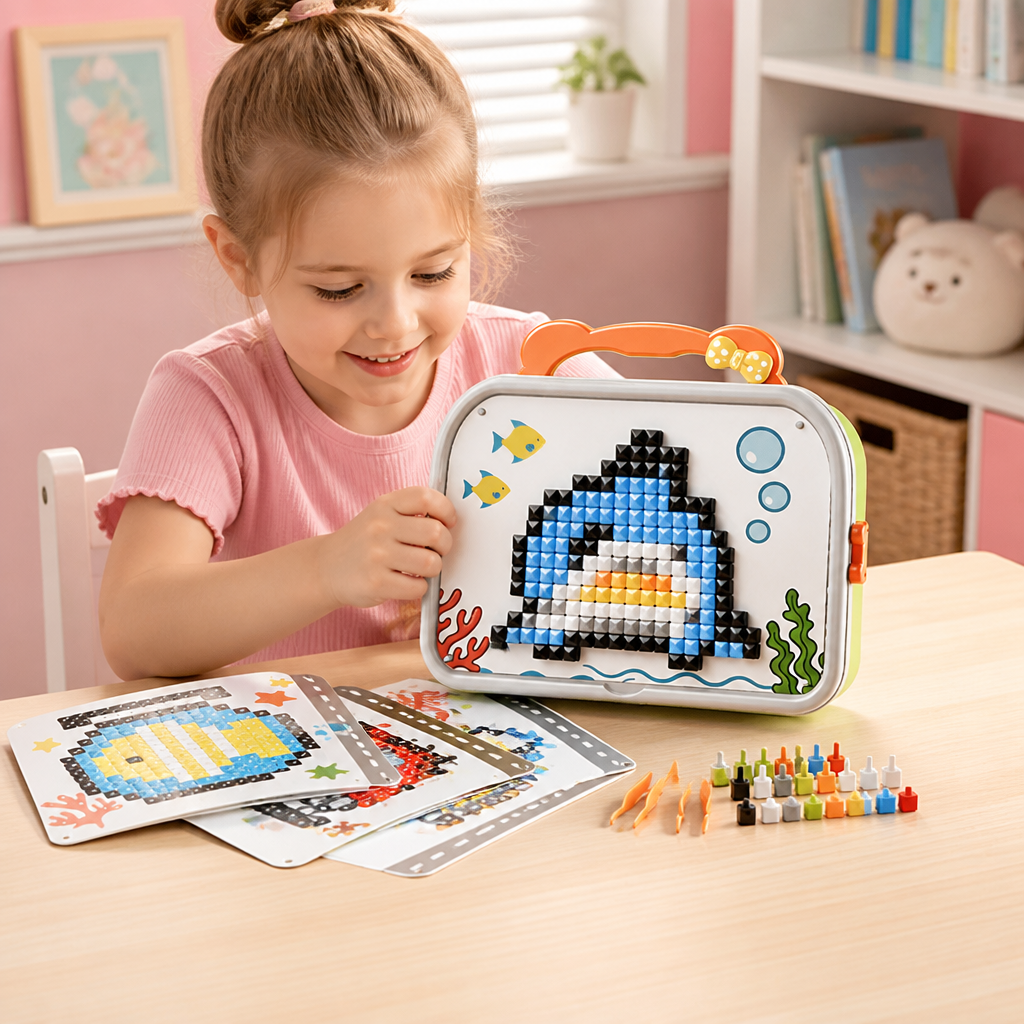 Montessori-Mosaik-Puzzle-Set für Kinder mit Pilzen und Steckstiften