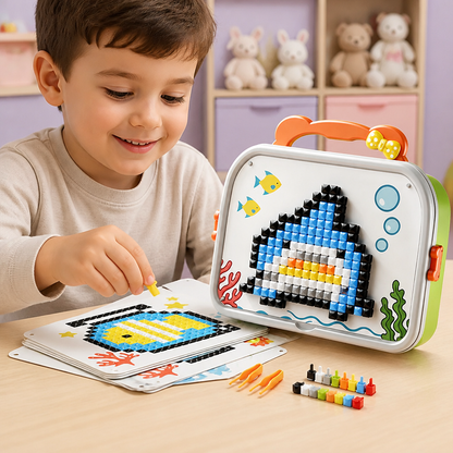 Montessori-Mosaik-Puzzle-Set für Kinder mit Pilzen und Steckstiften