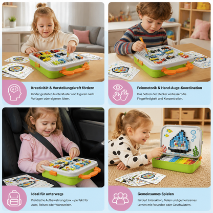 Montessori-Mosaik-Puzzle-Set für Kinder mit Pilzen und Steckstiften
