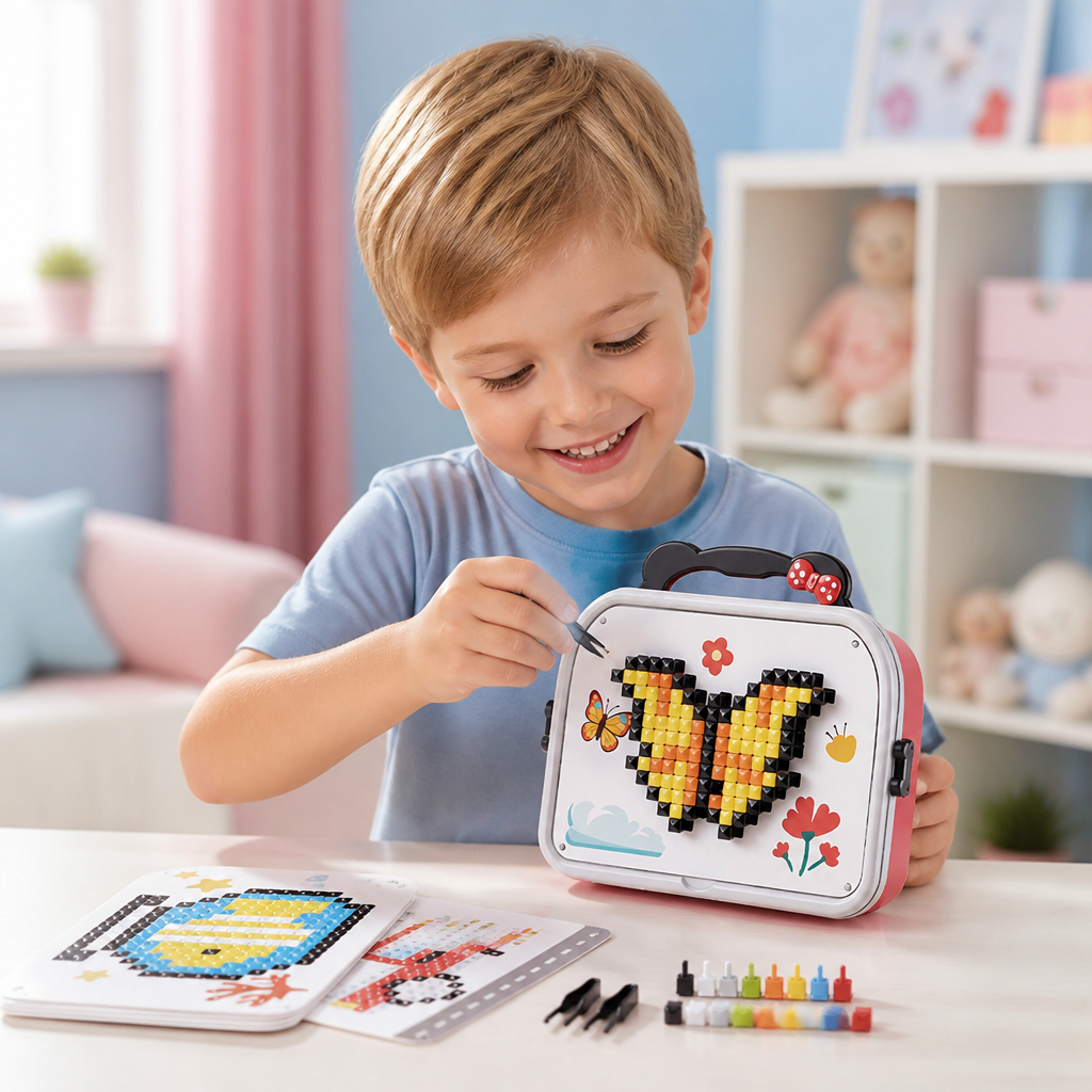Montessori-Mosaik-Puzzle-Set für Kinder mit Pilzen und Steckstiften