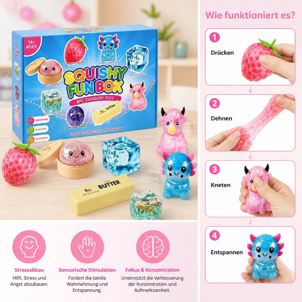 Premium-Set mit weichen Fidget-Spielzeugen – 8 sensorische Spielzeuge