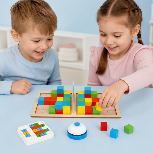 3D-Puzzle-Spiel mit Bausteinen zum Farbabgleich