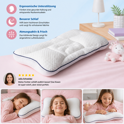 Ergonomisches Memory-Foam-Kinderkissen mit Nackenstütze