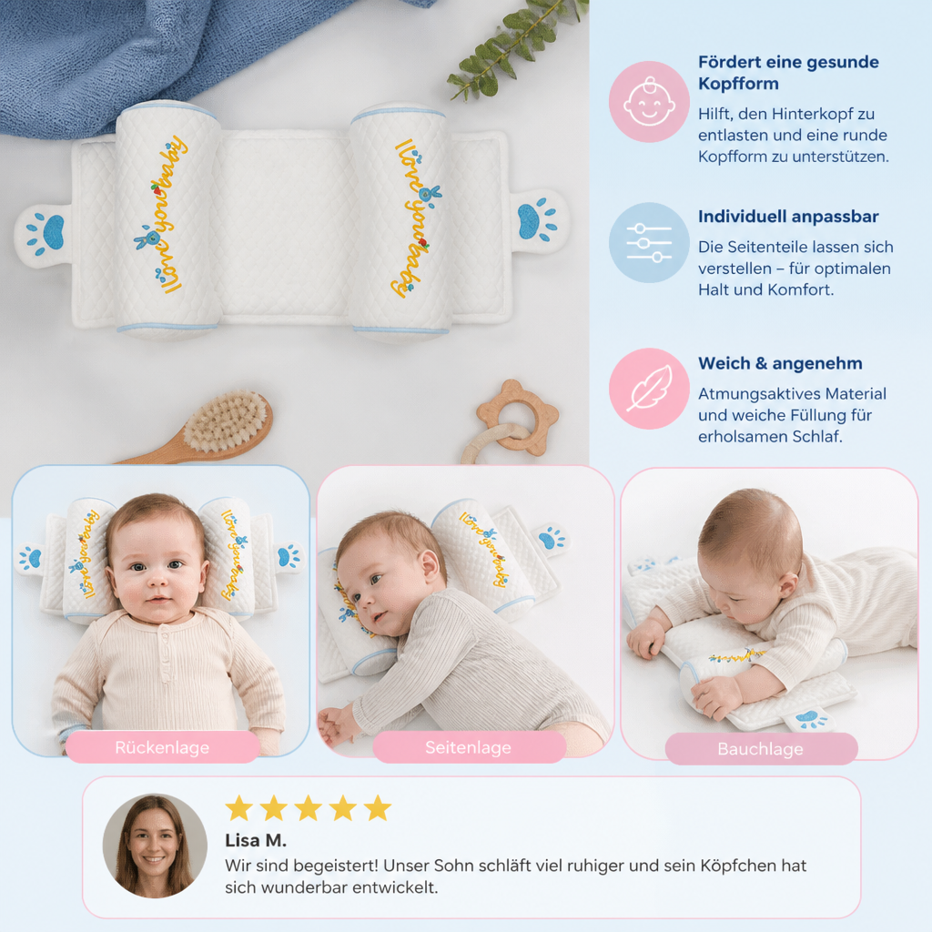 Verstellbares Babykopfkissen mit Hirsefüllung