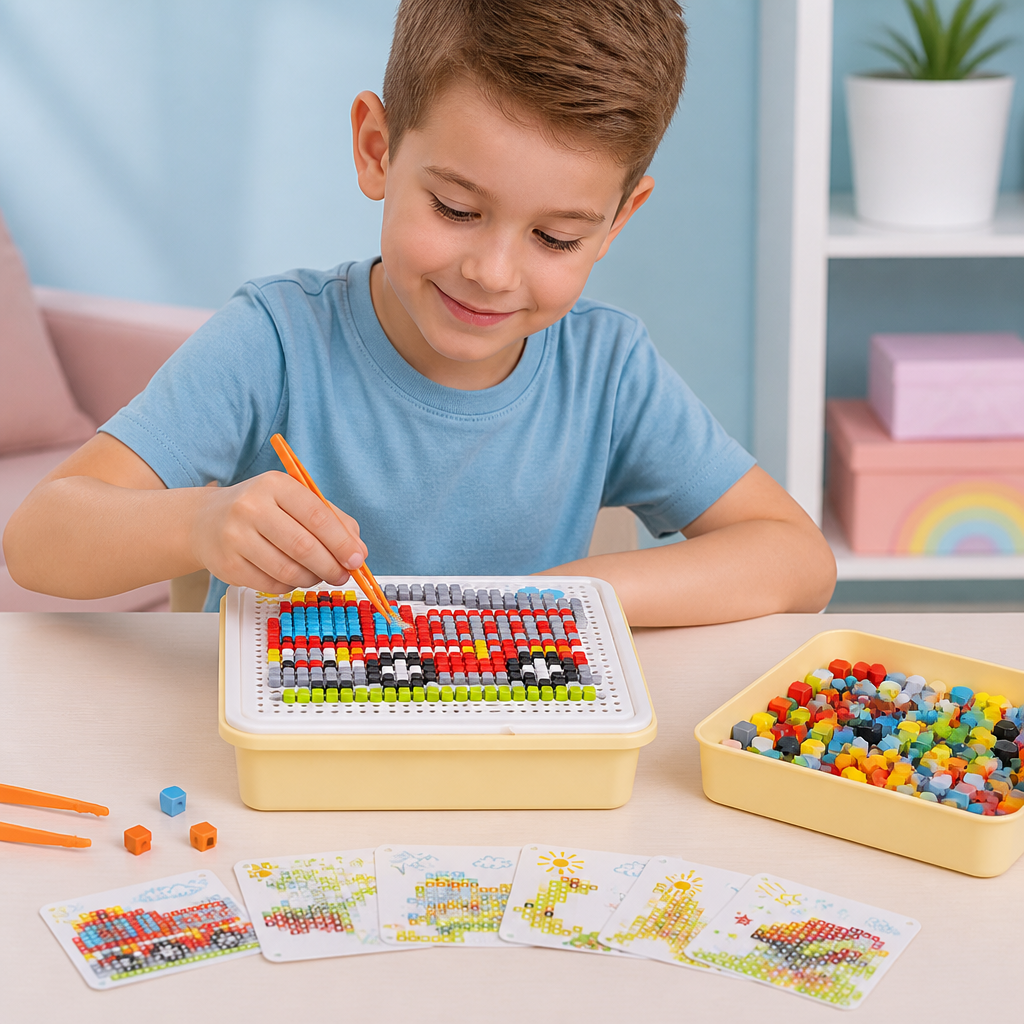 Montessori-Lernspiel mit Steckmosaik