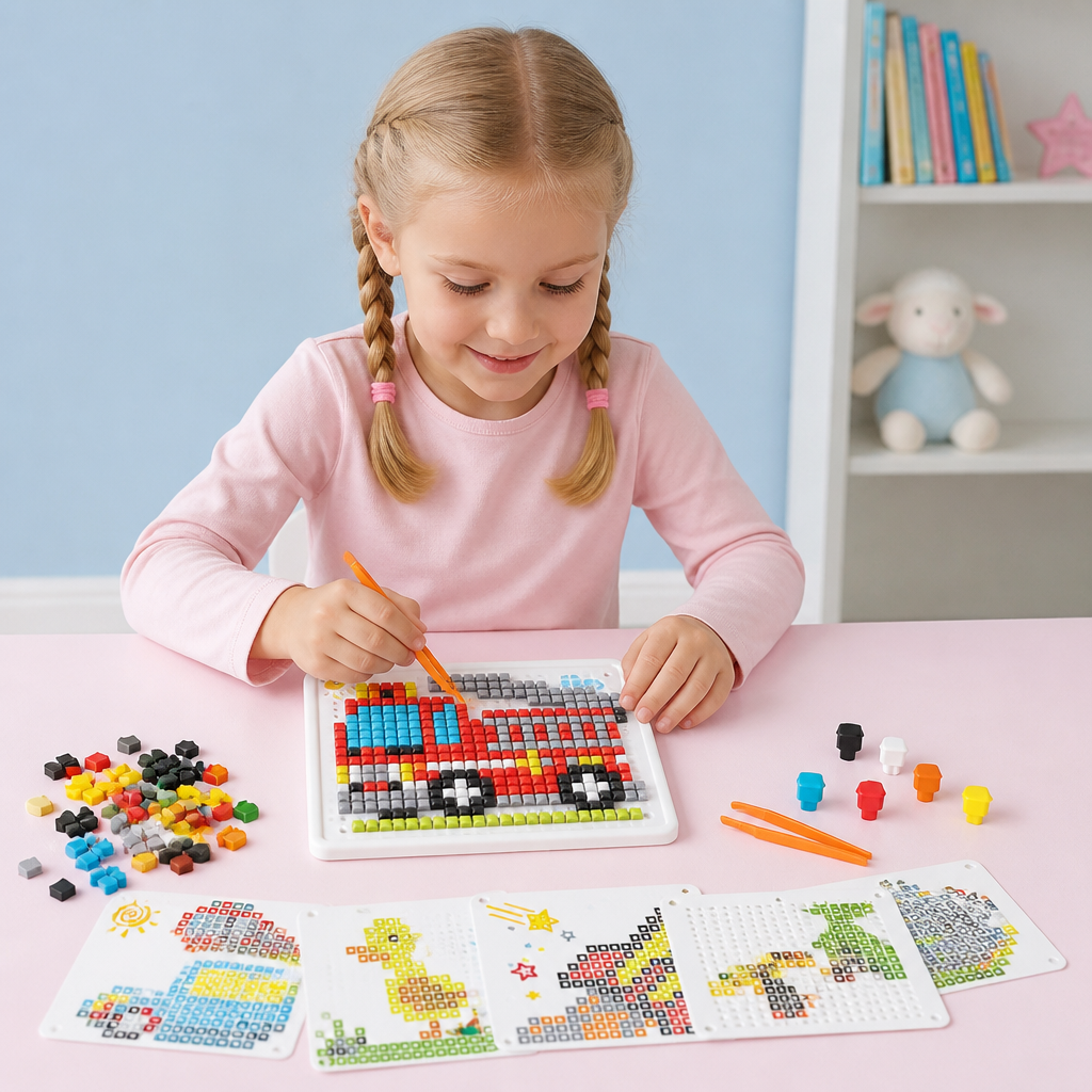 Montessori-Lernspiel mit Steckmosaik