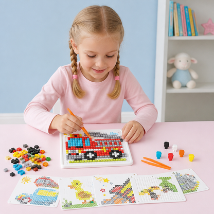 Montessori-Lernspiel mit Steckmosaik