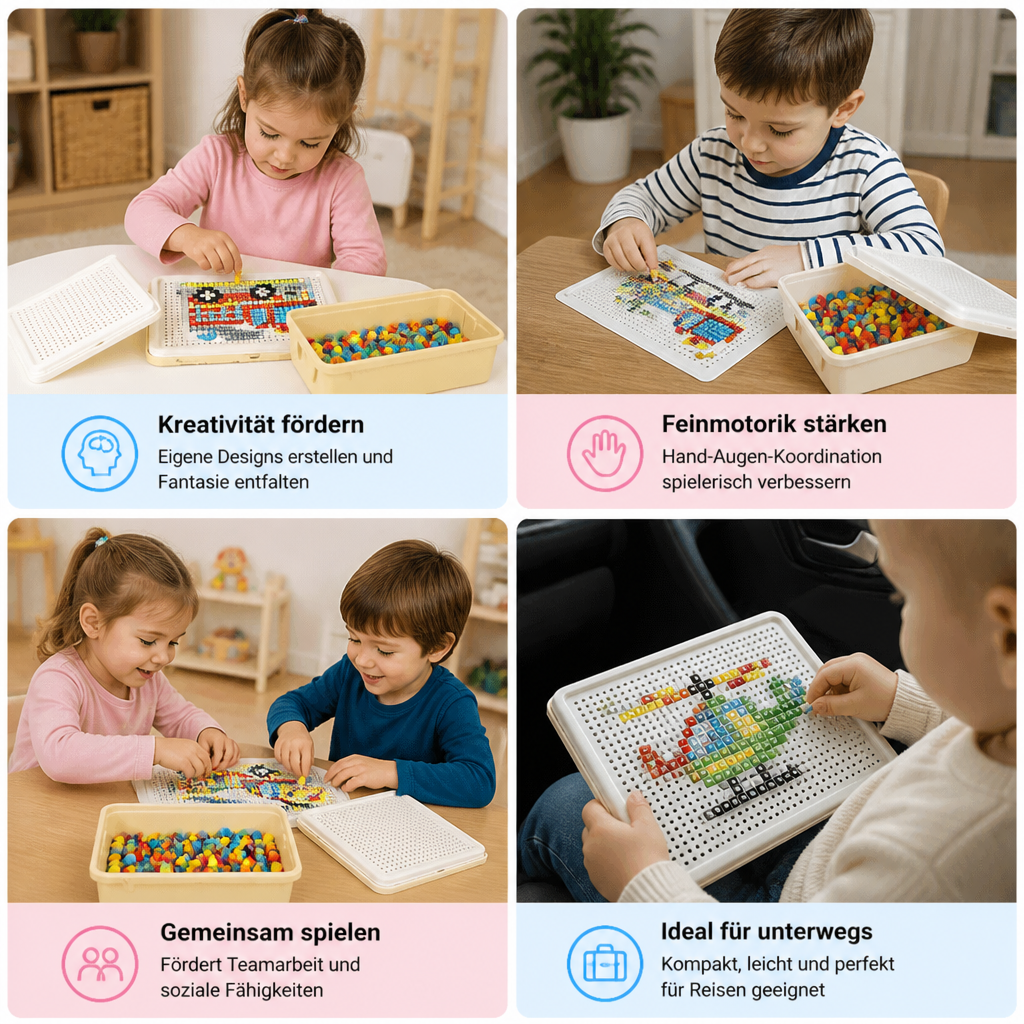 Montessori-Lernspiel mit Steckmosaik