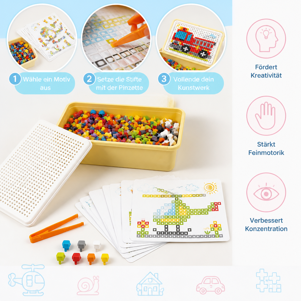 Montessori-Lernspiel mit Steckmosaik
