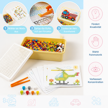 Montessori-Lernspiel mit Steckmosaik