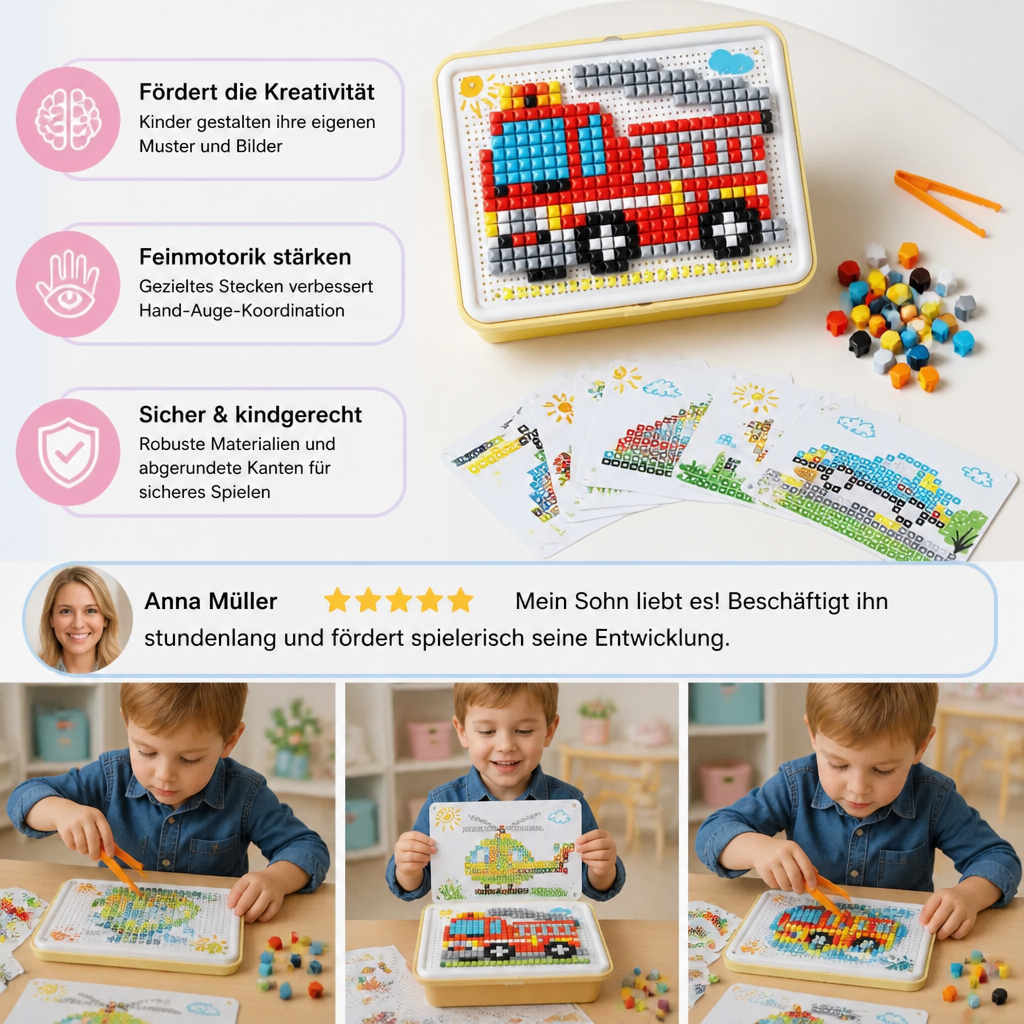 Montessori-Lernspiel mit Steckmosaik