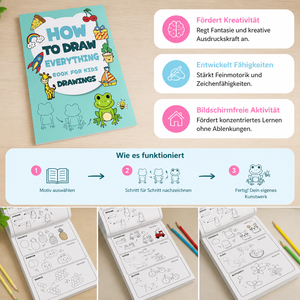 Montessori-Zeichenlernbuch – Schritt für Schritt zeichnen lernen und üben