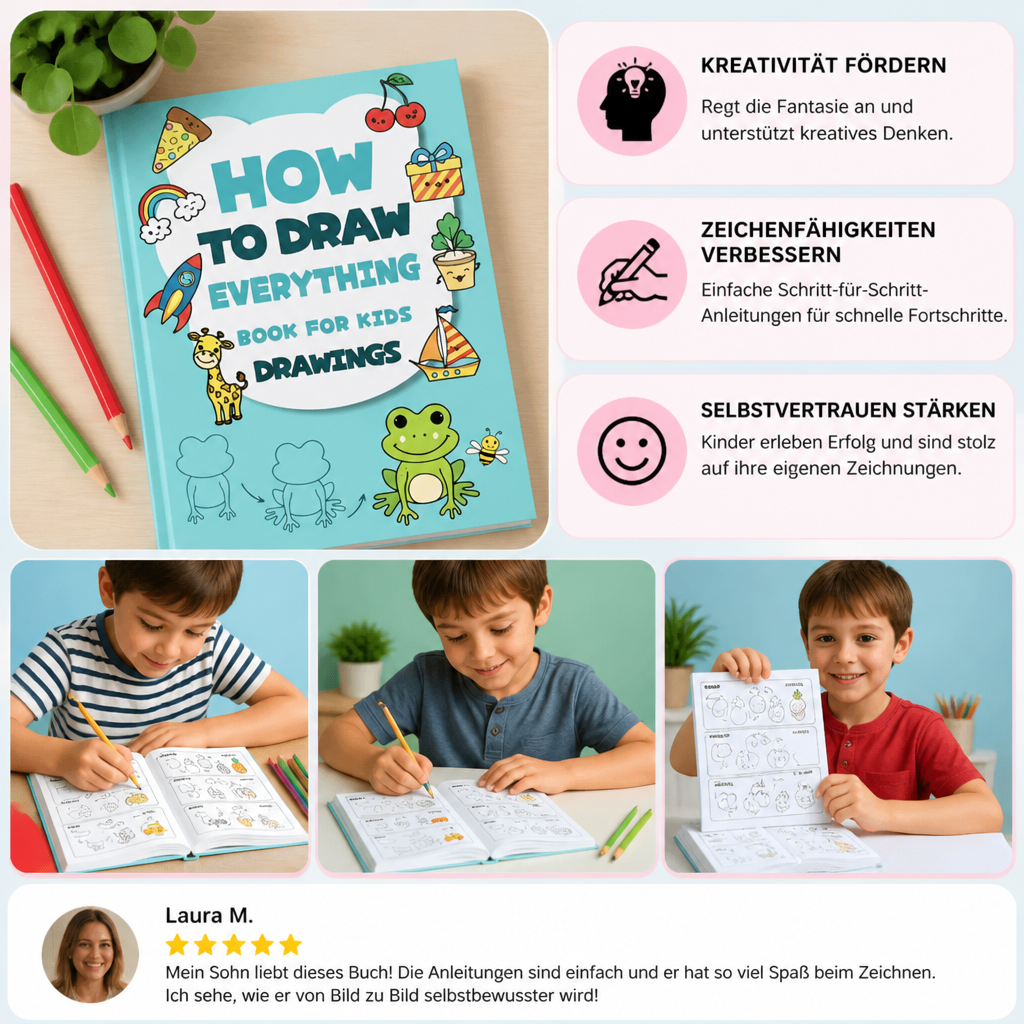 Montessori-Zeichenlernbuch – Schritt für Schritt zeichnen lernen und üben