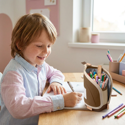2-in-1 Pop-Up Federmäppchen mit Stiftehalter – Platzsparender Schreibtisch-Organizer