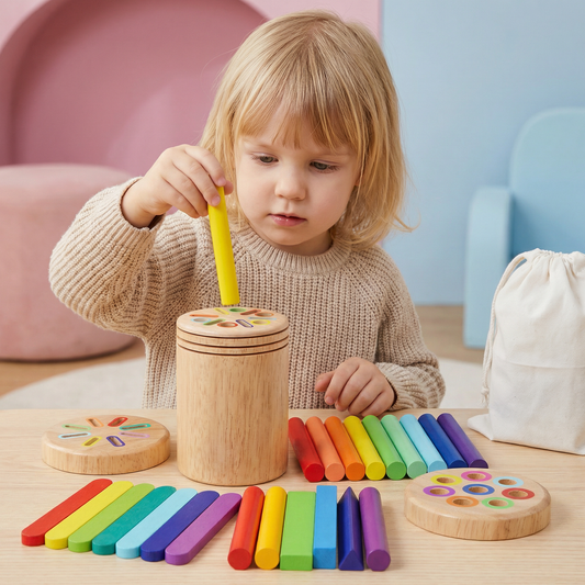 Montessori Farb- & Formen Sortierspiel aus Holz – Lernspiel für Feinmotorik & Sinnesförderung