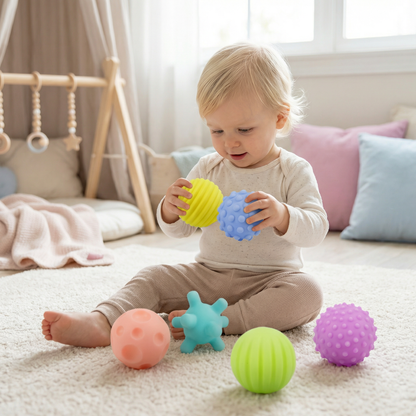 6er Set Sensorik-Bälle – Weiche Tastsinn- & Massagebälle für Babys & Kinder