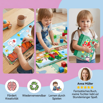 Montessori Sticker-Buch für Kinder – Wiederverwendbares Lern- & Beschäftigunsbuch