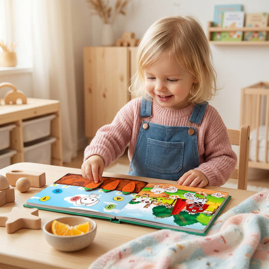 Montessori Sticker-Buch für Kinder – Wiederverwendbares Lern- & Beschäftigunsbuch