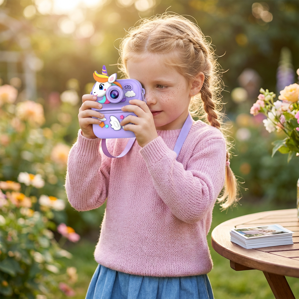 Kinder Sofortbildkamera mit Mini-Thermodrucker – Dual-Kamera & HD-Video (1080p)