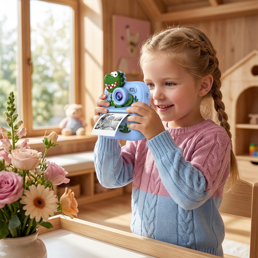 Kinder Sofortbildkamera mit Mini-Thermodrucker – Dual-Kamera & HD-Video (1080p)
