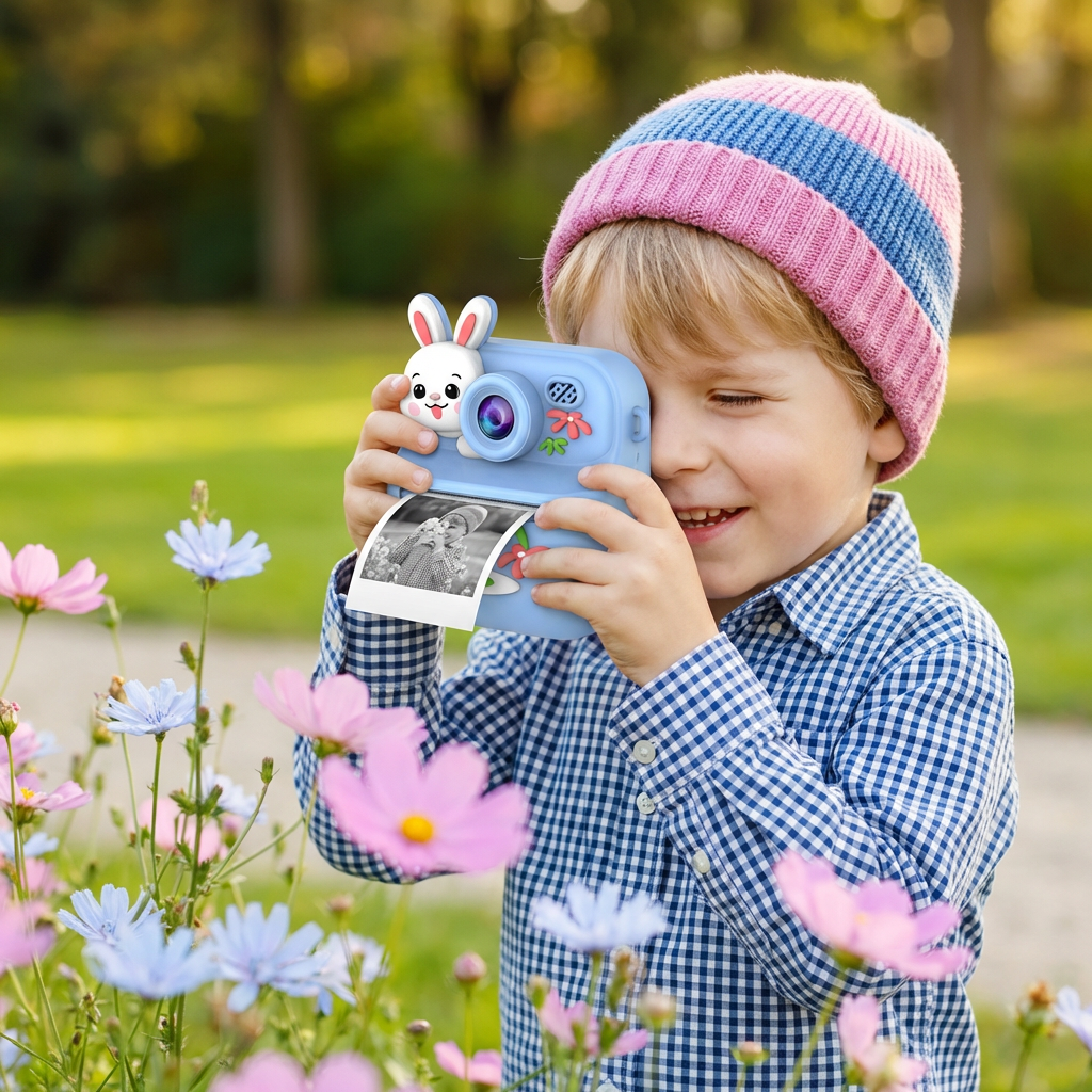 Kinder Sofortbildkamera mit Mini-Thermodrucker – Dual-Kamera & HD-Video (1080p)