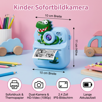Kinder Sofortbildkamera mit Mini-Thermodrucker – Dual-Kamera & HD-Video (1080p)