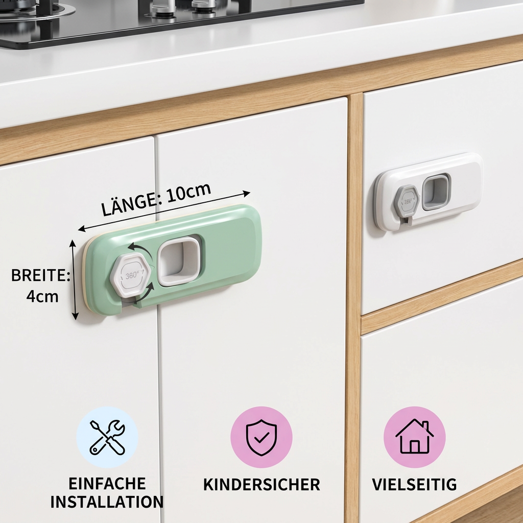 2er Set Kindersicherung für Schrank, Kühlschrank & Schubladen – Multifunktionaler Sicherheitsverschluss für Babys & Kinder