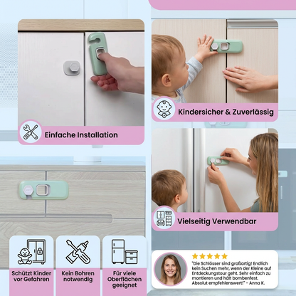 2er Set Kindersicherung für Schrank, Kühlschrank & Schubladen – Multifunktionaler Sicherheitsverschluss für Babys & Kinder