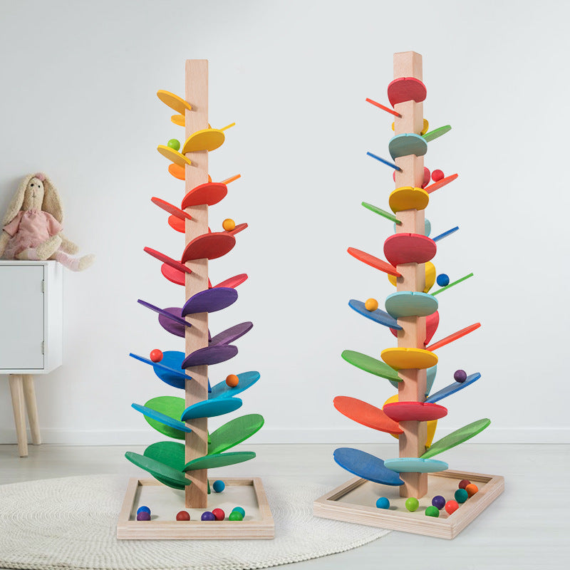 Montessori Regenbogen Murmel Holzturm