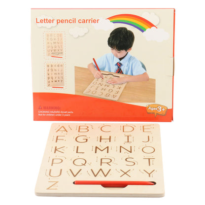 Wooden children's grooved letter pen board for baby learning to practice calligraphy, early education, educational hand-eye coordination toy for kindergarten