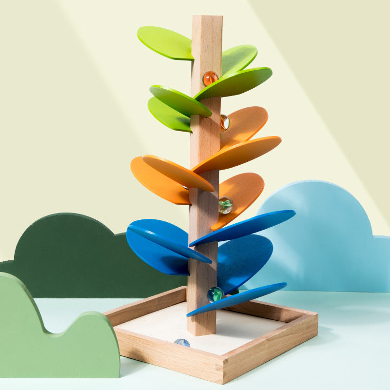 Montessori Regenbogen Murmel Holzturm