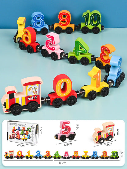 Magnetischer Montessori Lernzug aus Holz