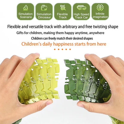 Dinosaurier Strecken Abenteuer – Flexible Rennbahn mit leuchtendem Zug