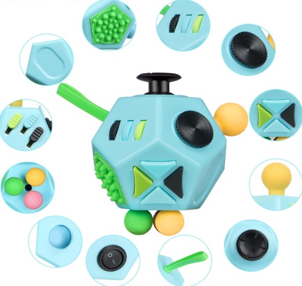 Anti-Stress Cube Würfel – Mit 6 Verschiedenen Seiten Zum Drücken, Drehen & Klicken, Für Kinder Und Erwachsene (schwarz)