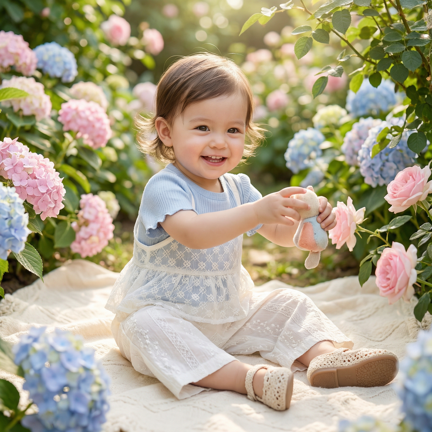 Süßes 3-teiliges Baby-Mädchen Set für Frühling & Sommer – Kurzarm Oberteil mit Spitze, Hose & Outfit