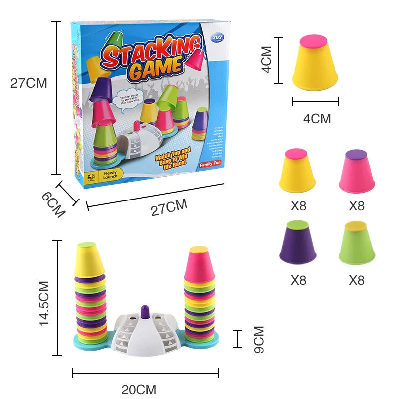 Rennen um die Spitze – Stapelspiel für Kinder mit bunten Bechern