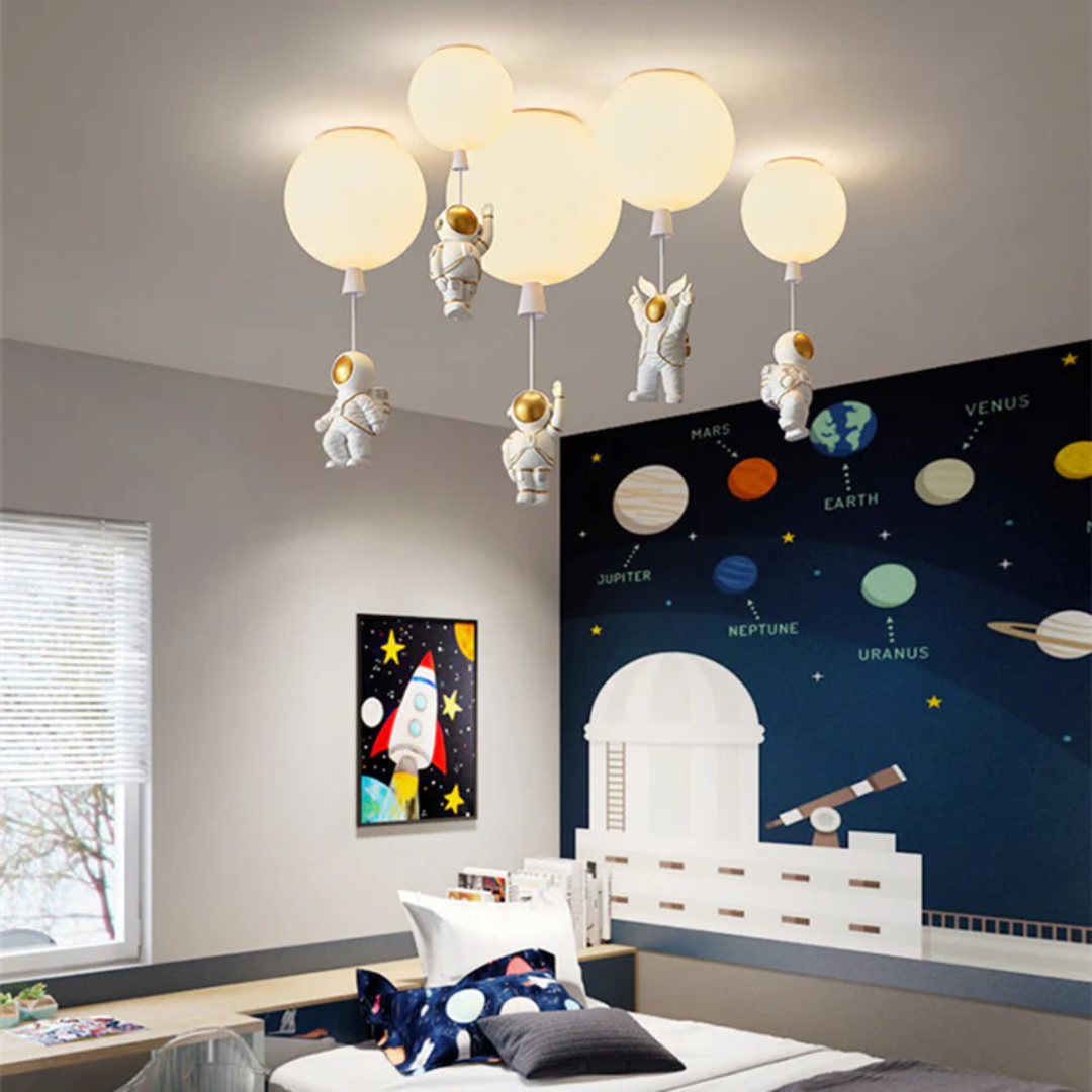 Moderne Mond/Astronaut LED-Deckenleuchte für Kinderzimmer