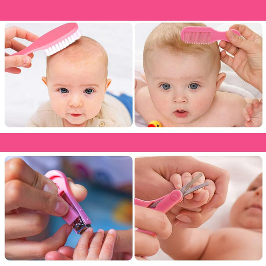 Komplettes Baby Pflege Set mit Nagelknipser, Fieberthermometer, Bürste und Kamm