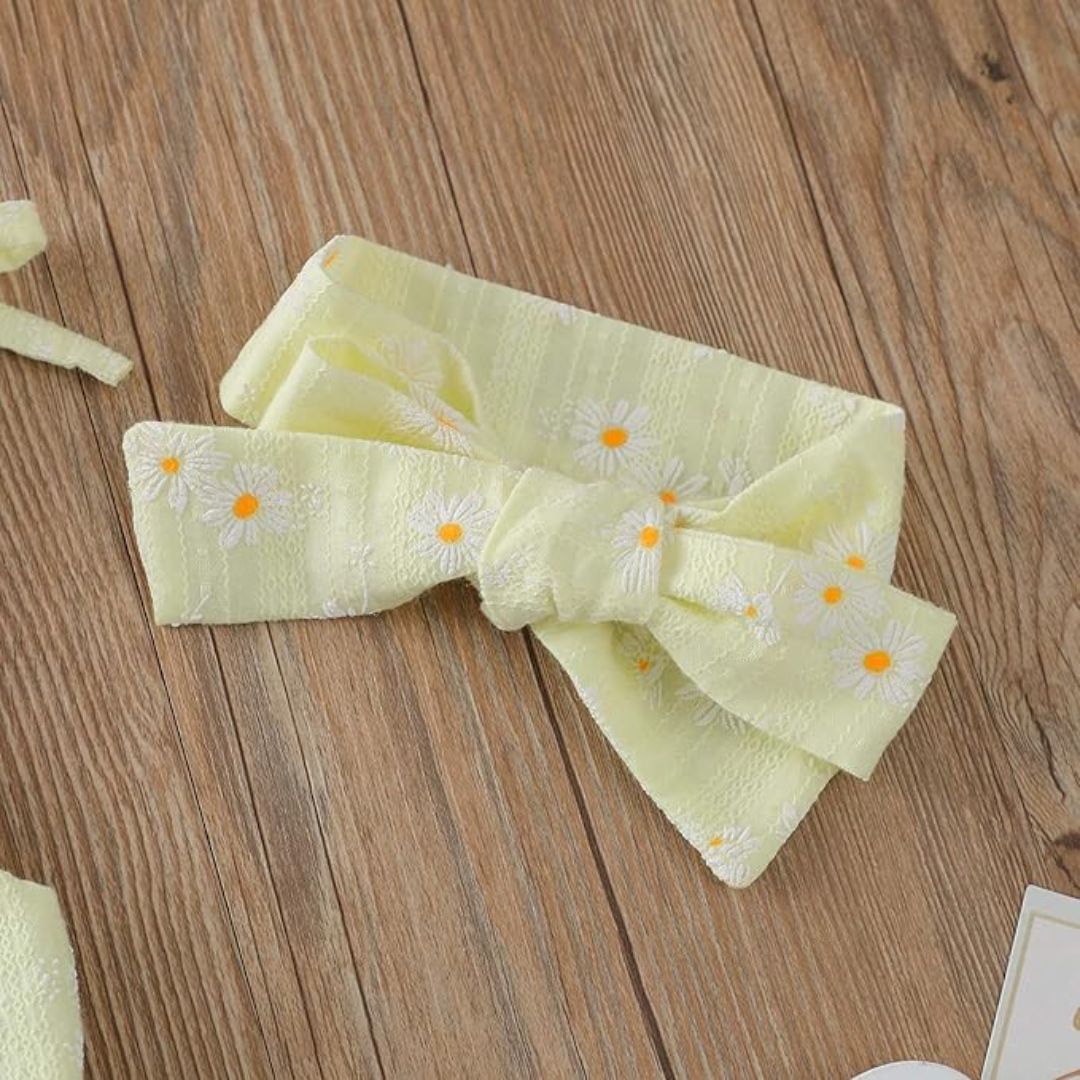 Sommerkleid & Haarband Set für Mädchen – Blumenmuster in Pastellfarben
