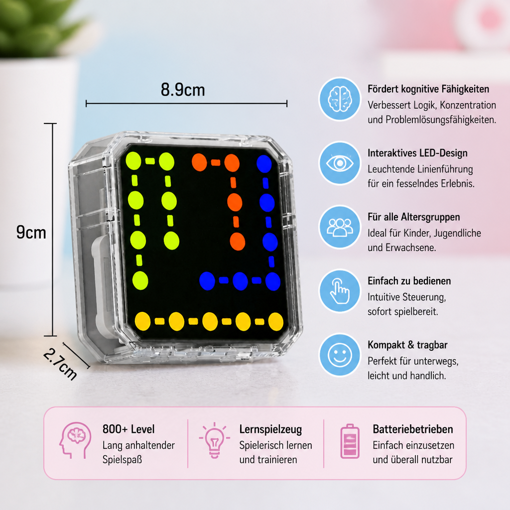 Smartes LED-Logik-Puzzlespiel – Über 800 knifflige Gehirntraining-Level
