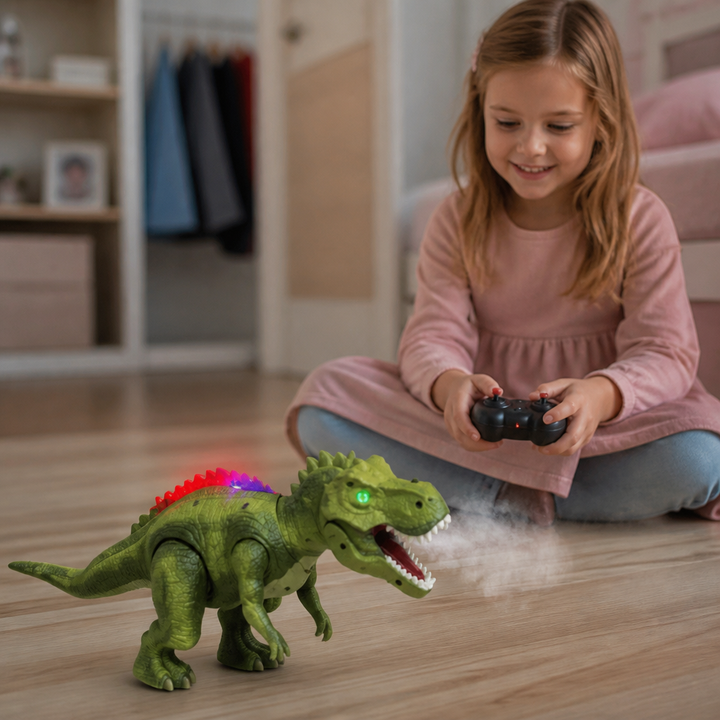 Ferngesteuerter laufender T-Rex – RC-Dinosaurier mit Sprühnebel, Licht & Sound