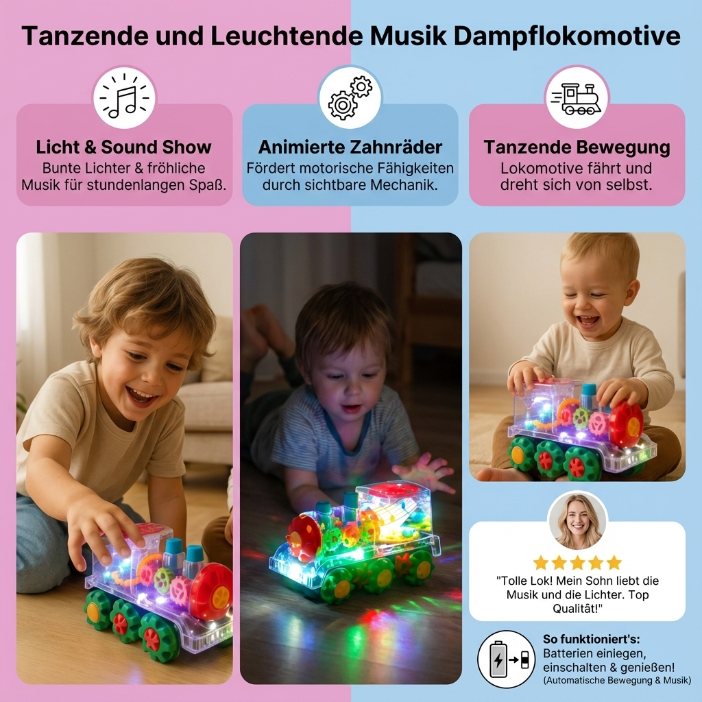 Tanzende und Leuchtende Musik Dampflokomotive