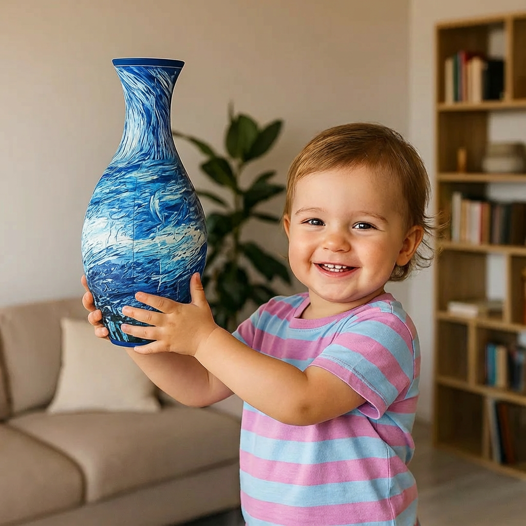 Edle 3D Puzzle Vase - Verwendbar für echte Blumen