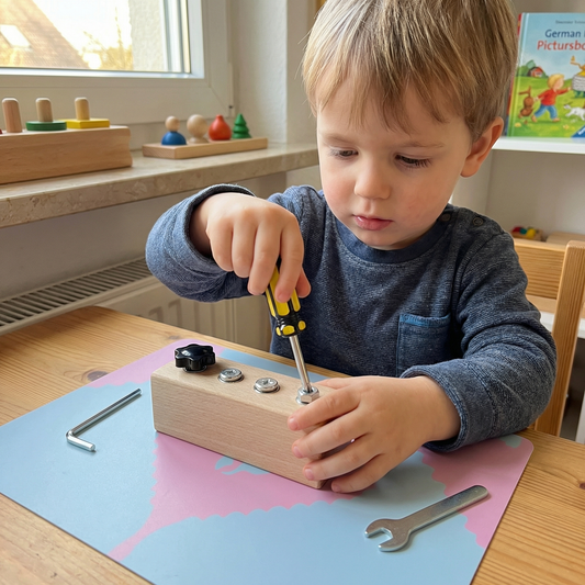 Montessori Holz-Schraubspiel – Feinmotorik & Konzentrationstraining für Kinder